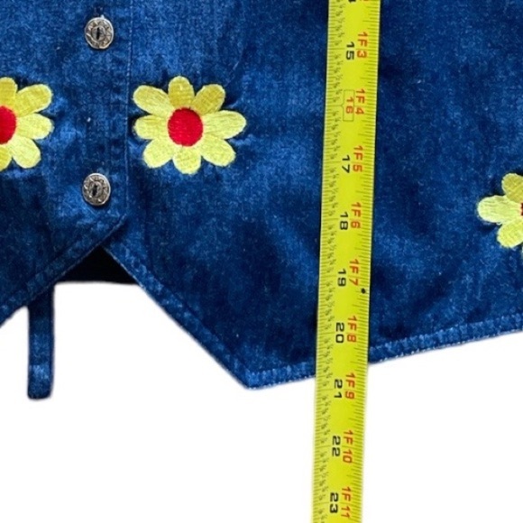 Vintage Sophia Rose Denim Daisy Embroidered Vest. Size XL - Picture 6 of 8